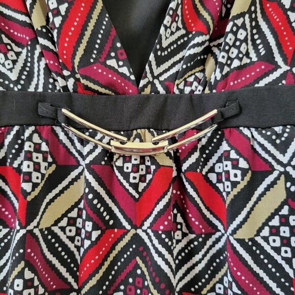 Notations Woman 1X Plus Blouse Retro Y2K mock layer gold hardware silky EUC - Picture 3 of 12